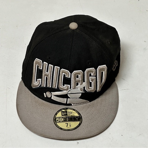 New Era MLB Chicago White Sox Black and Gray 59FIFTY Hat Cap - Picture 2 of 9